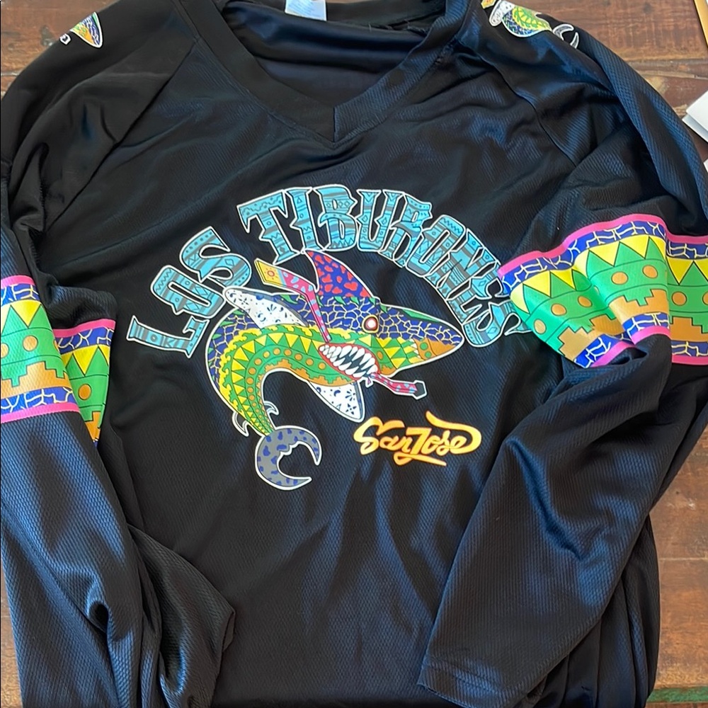 San Jose Sharks Los Tiburones Black Graphic Jersey Hockey